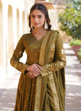 Modern Looking Mehndi Colour Gown